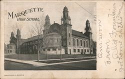 Marquette High School Building with Twin Towers Postcard
