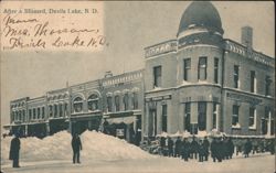 After a Blizzard, First National Bank and Main Street Postcard