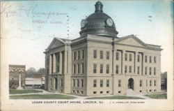 Logan County Court House with Dome and Clock Postcard