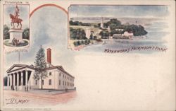 Joan of Arc Statue, Fairmount Park Waterworks & U.S. Mint Postcard