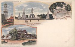 Catholic Fountain, Valley Green Bridge & Horticultural Hall Postcard