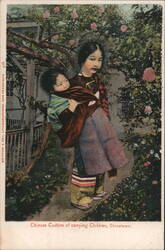 Chinese Custom of Carrying Children, Chinatown Postcard