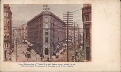 Intersection of Yesler Way and James Street, Hotel Seattle Postcard
