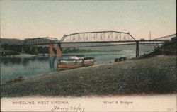 Wharf & Bridges with Crockard & Booth Steamboat Postcard