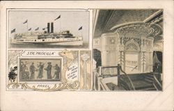 Steamer Priscilla Exterior and Main Stairway Bulkhead Postcard
