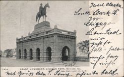 Grant Monument Equestrian Statue, Lincoln Park Postcard