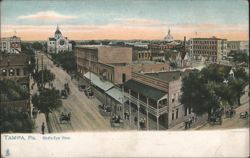 Bird's-Eye View of Downtown Street and Church Postcard