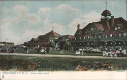 Ontario Beach Hotel and Grounds with Strolling Figures Postcard