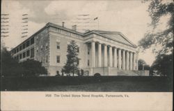 United States Naval Hospital with Columned Portico Postcard