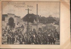 Steeplechase Entrance and Crowds at Crescent Park Postcard
