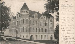 High School Building with Corner Tower Postcard