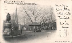Touro Park, Commodore Perry Statue and Old Stone Mill Postcard