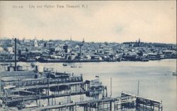 City and Harbor View with Waterfront Docks Postcard