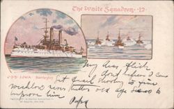 USS Iowa Battleship and The White Squadron Fleet Postcard