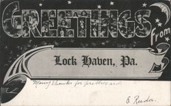 Greetings with Portrait Letters and Crescent Moon Postcard