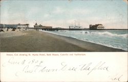 St. Marks Hotel, Bath House, Cabrillo and Auditorium Postcard