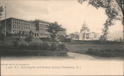 R. I. State Capitol and Normal School Postcard