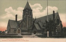 Christ Church Stone Architecture and Spire Postcard