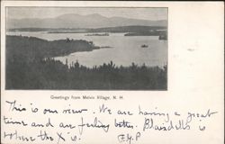 Melvin Village Landscape with Lake and Mountains Postcard