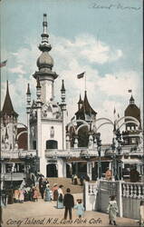 Luna Park Cafe with Ornate Spire Postcard