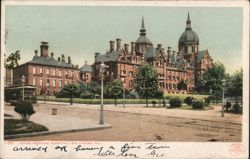 Johns Hopkins Hospital with Iconic Dome and Streetcar Postcard