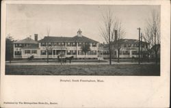 Hospital Building with Cupola and Horse-Drawn Carriages Postcard