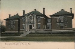 Emergency Hospital with People on Balconies Postcard