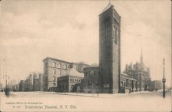 Presbyterian Hospital Complex with Prominent Tower Postcard