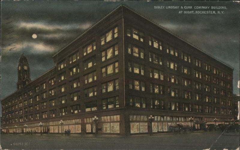 Sibley, Lindsay & Curr Company Building at Night Rochester New York