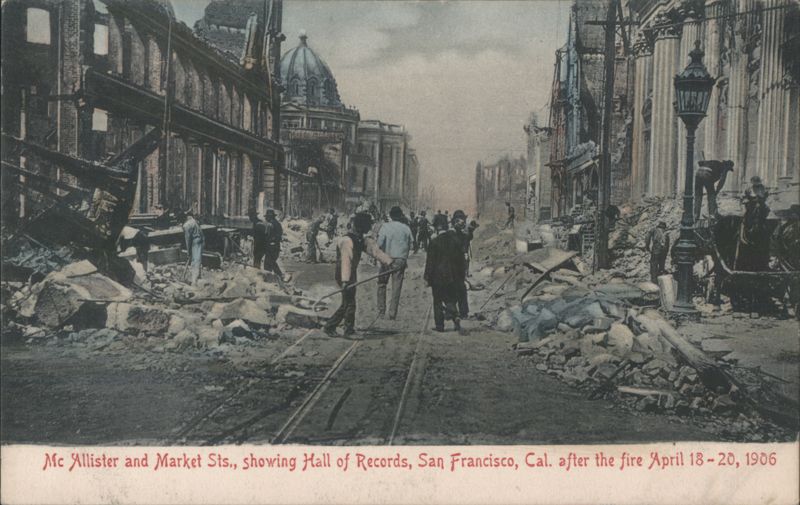 San Francisco 1906 Fire Hall of Records Vintage Postcard California