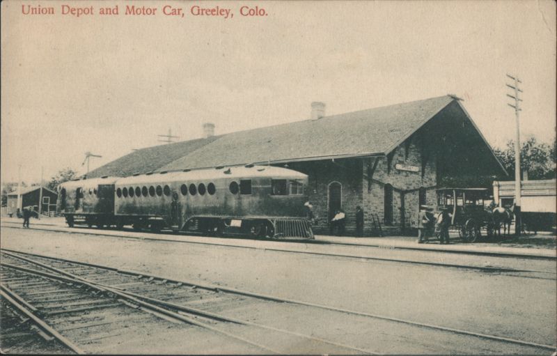 Union Depot and Gasoline Motor Car, Greeley, Colorado