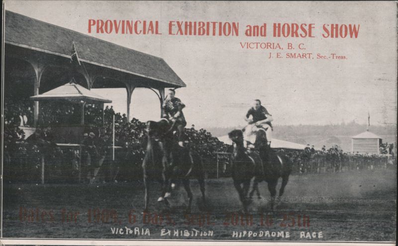 Victoria BC 1909 Horse Racing Exhibition Divided Back Postcard Canada