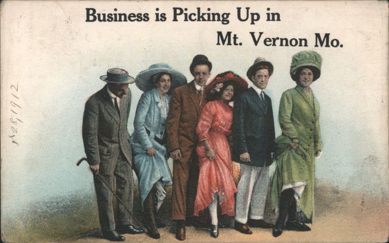 1912 Mount Vernon MO Humorous Comic Group Vintage Postcard Missouri