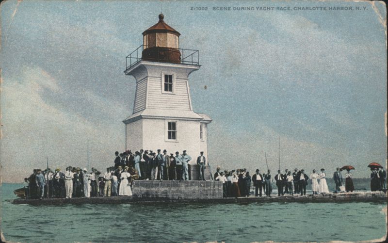 Lighthouse Scene During Yacht Race at Charlotte Harbor New York