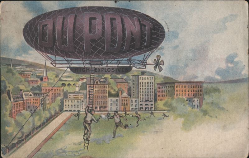 Du Pont High Explosives Blimp Advertising Illustration Horseheads New York