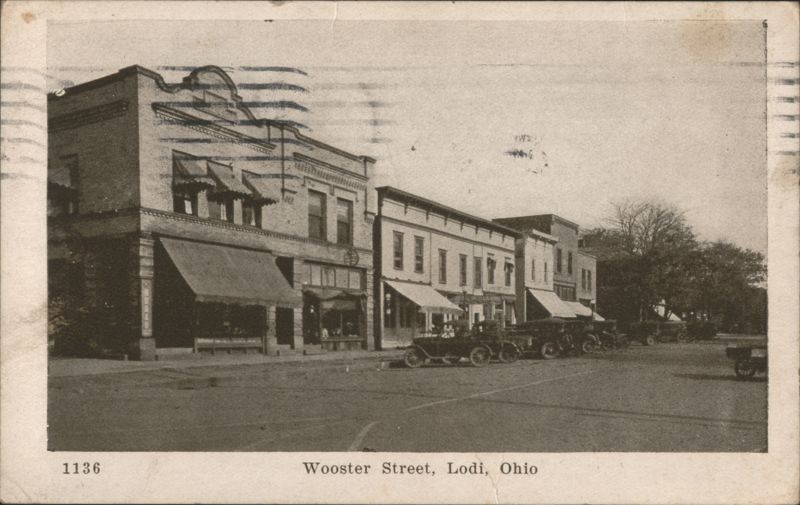Wooster Street Scene with Automobiles Lodi Ohio