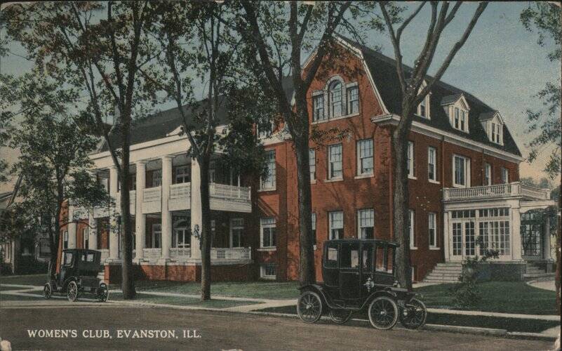 Women's Club Building with Early Automobiles Evanston Illinois