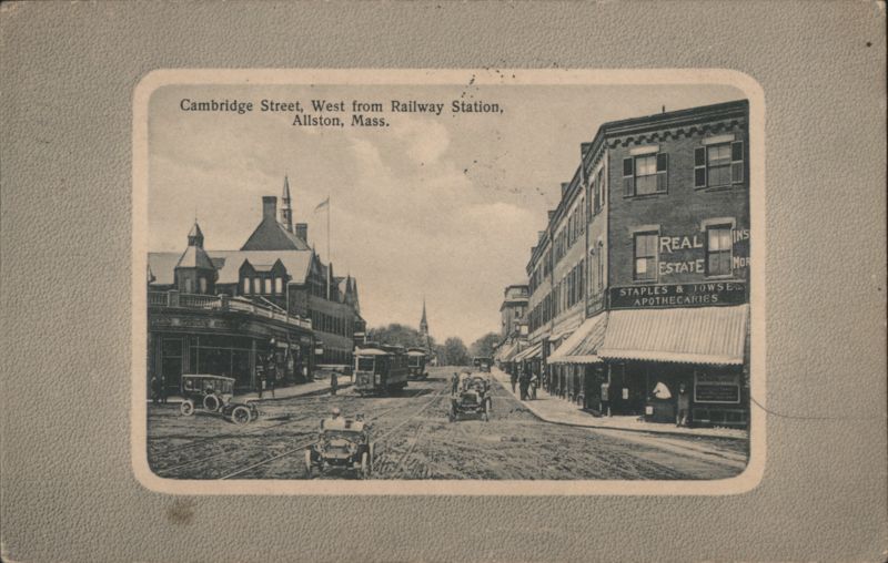 Cambridge Street West from Railway Station, Allston, MA Massachusetts
