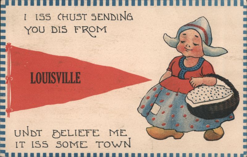 Louisville Pennant with Dutch Girl Illustration Kentucky