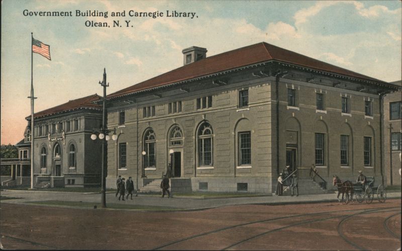 Government Building and Carnegie Library, Olean, N.Y. New York