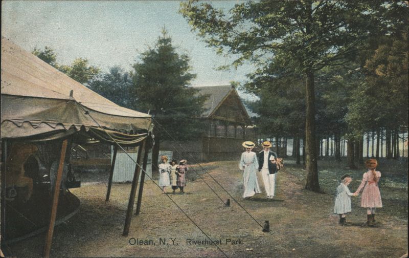 Riverhurst Park Scene with Tent and People Olean New York