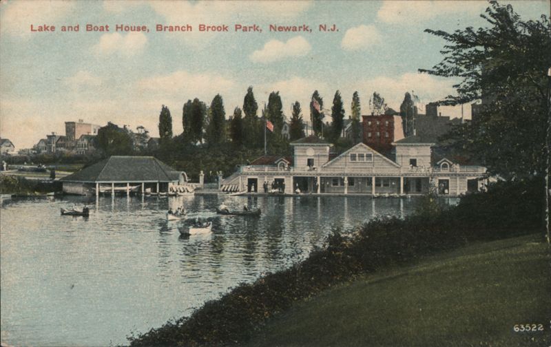 Lake and Boat House, Branch Brook Park Newark New Jersey