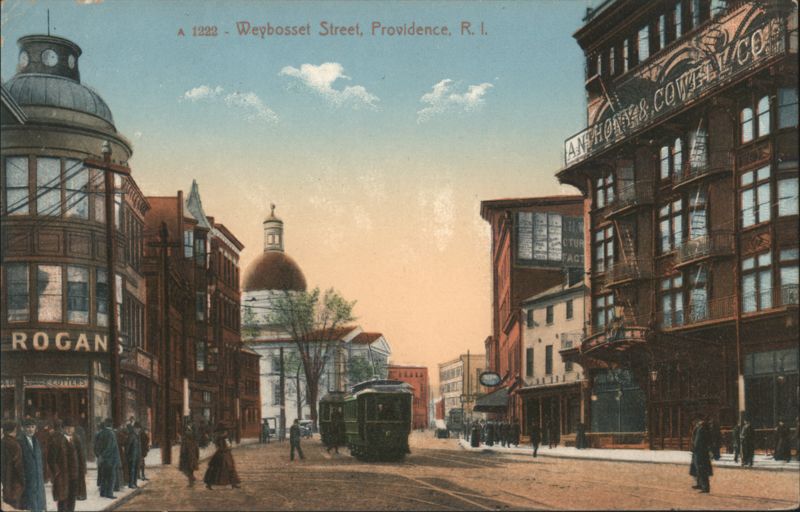 Weybosset Street Scene with Anthony & Cowell Co. Providence Rhode Island