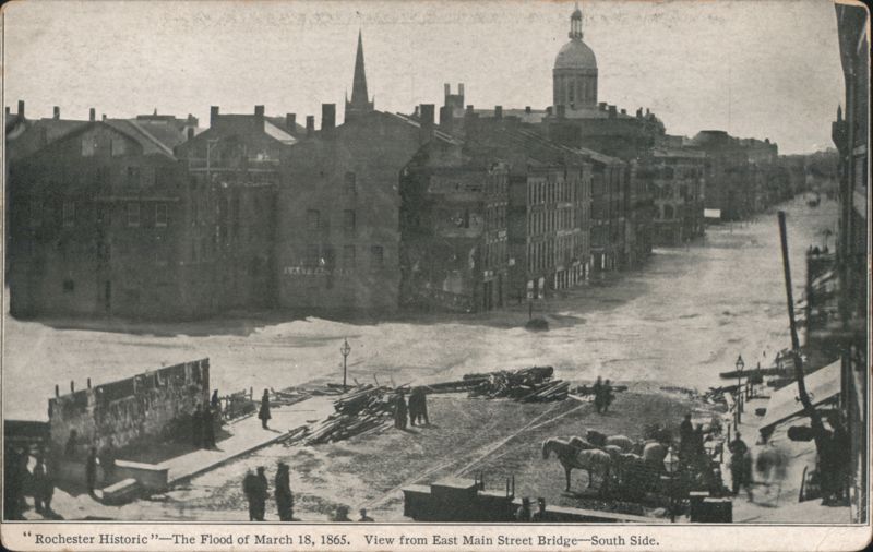 Flood of March 18, 1865, East Main Street Bridge View Rochester New York