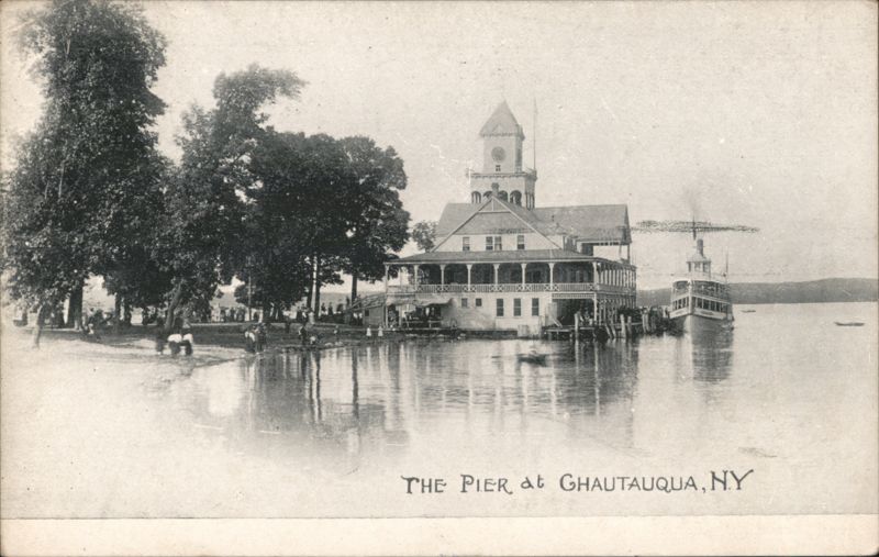 The Pier at Chautauqua, New York with Steamboat