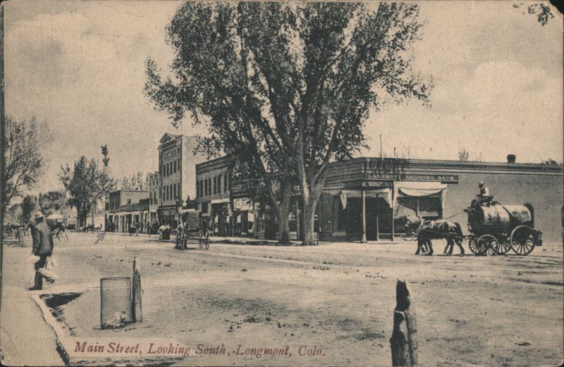 Main Street Looking South, Longmont National Bank Colorado