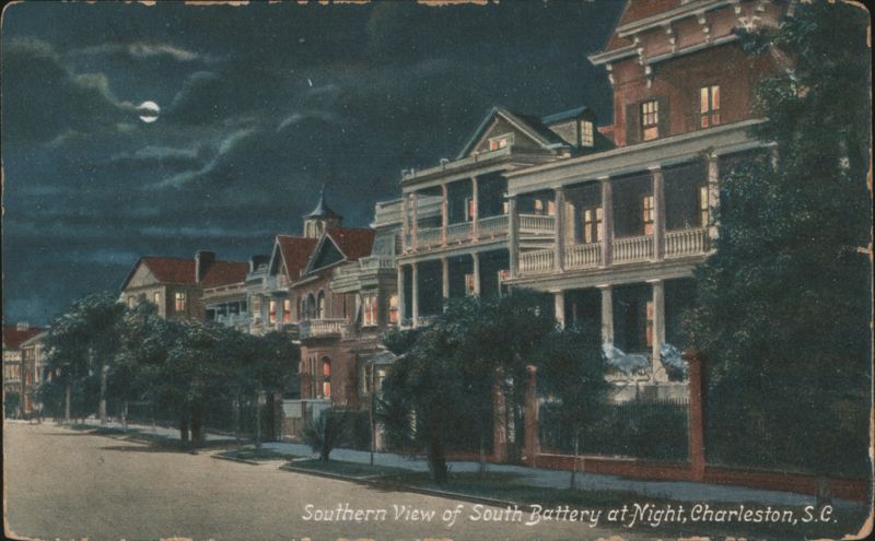 Southern View of South Battery at Night Charleston South Carolina