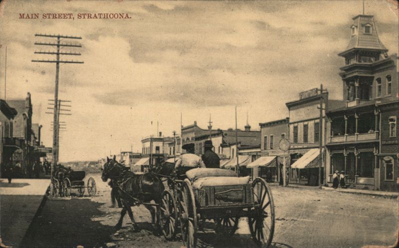 Main Street Scene in Strathcona AB Canada Alberta