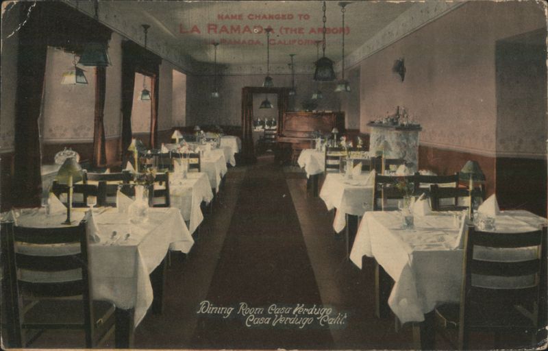 Dining Room at La Ramada, Formerly Casa Verdugo Glendale California