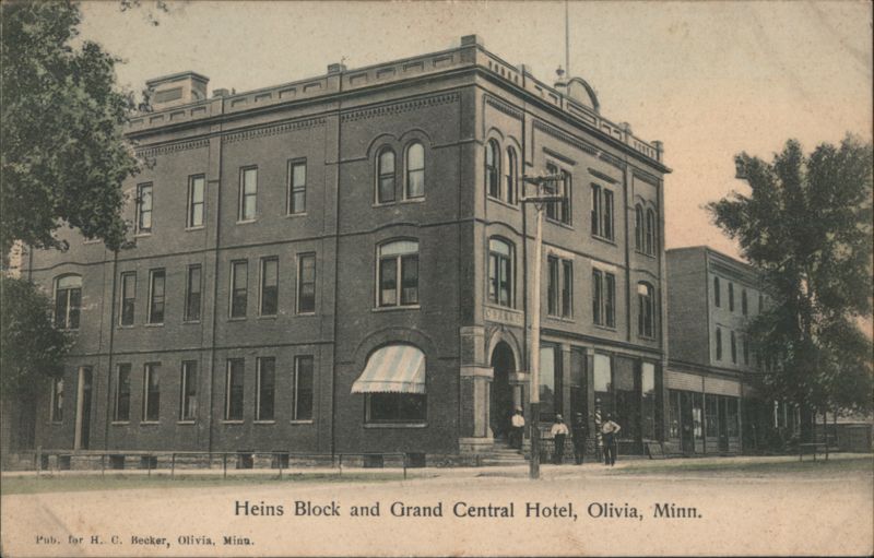 Heins Block and Grand Central Hotel Olivia Minnesota
